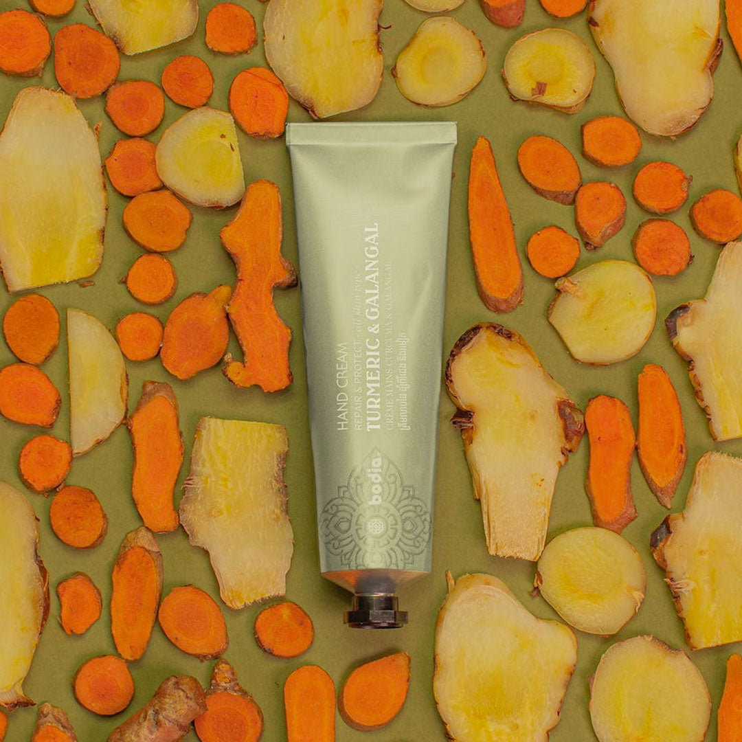 ingredient natural hand cream repair &amp; protect with turmeric and galangal tube bodia apothecary