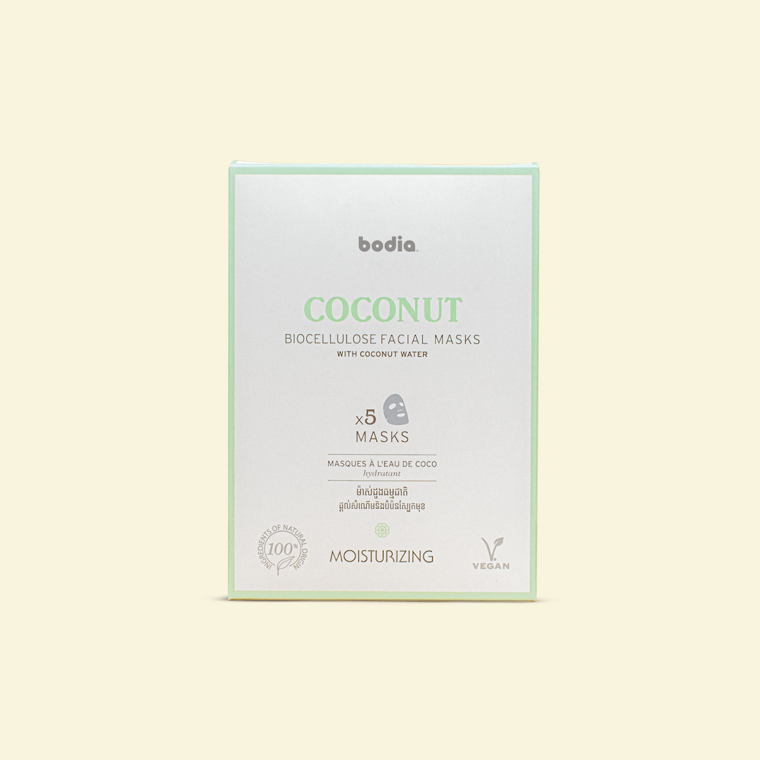 boite de masques visage bio cellulose naturel eau de coco hydrater nourri soins du visage hydratant