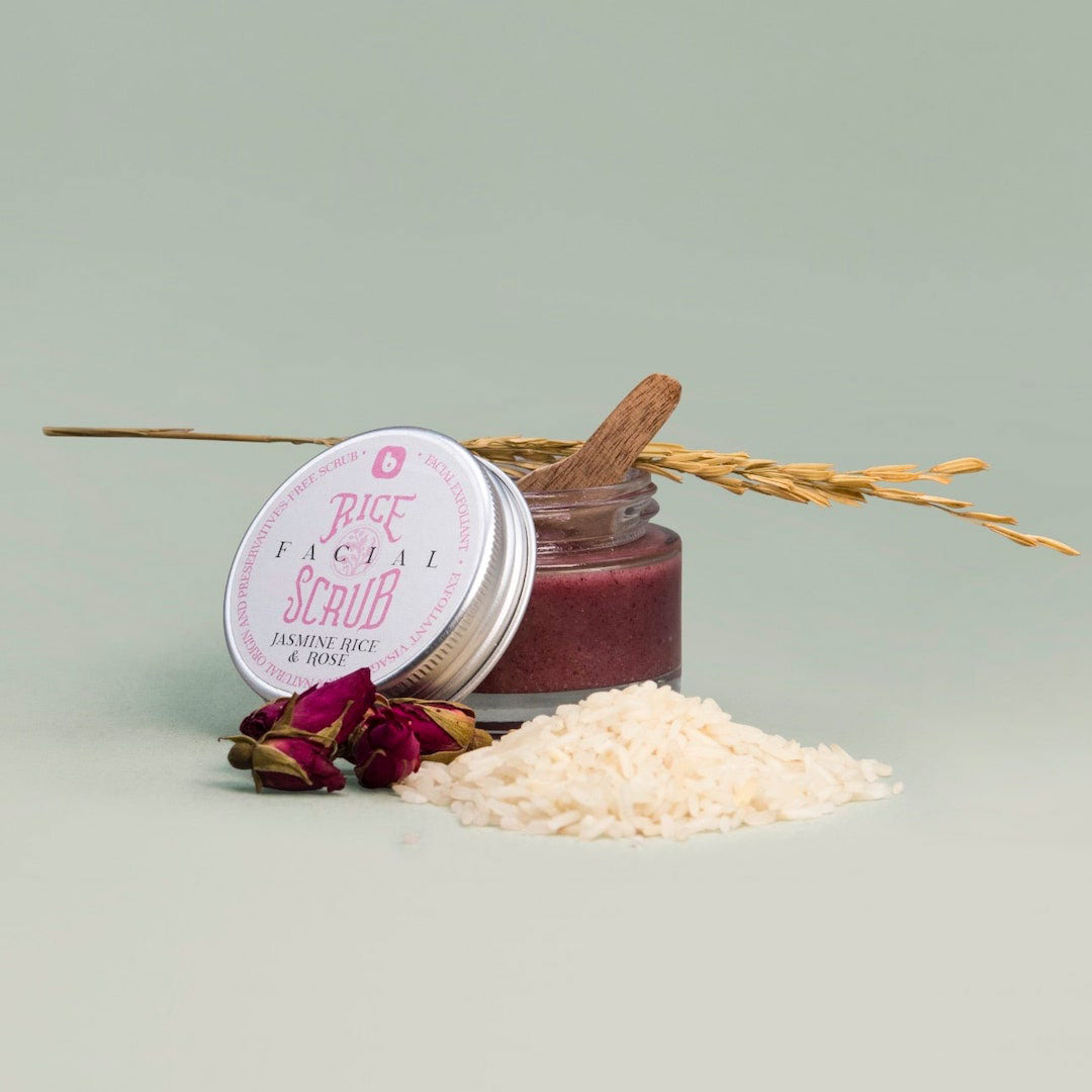 ingredients facial scrub rice jasmin powder and roselle bodia apothecary