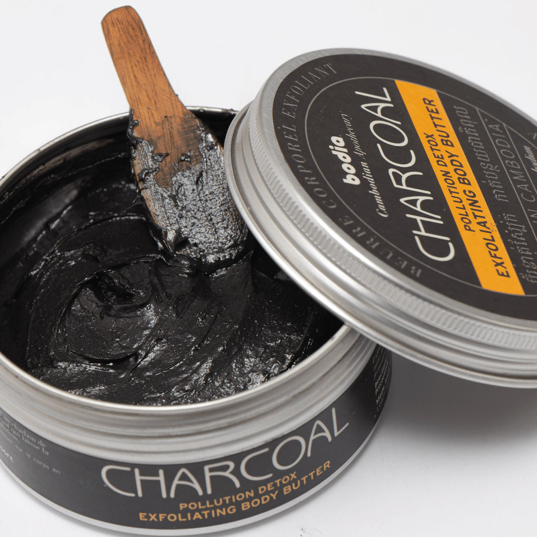 Packshot exfoliating body butter pollution detox carcoal coconut bodia apothecary