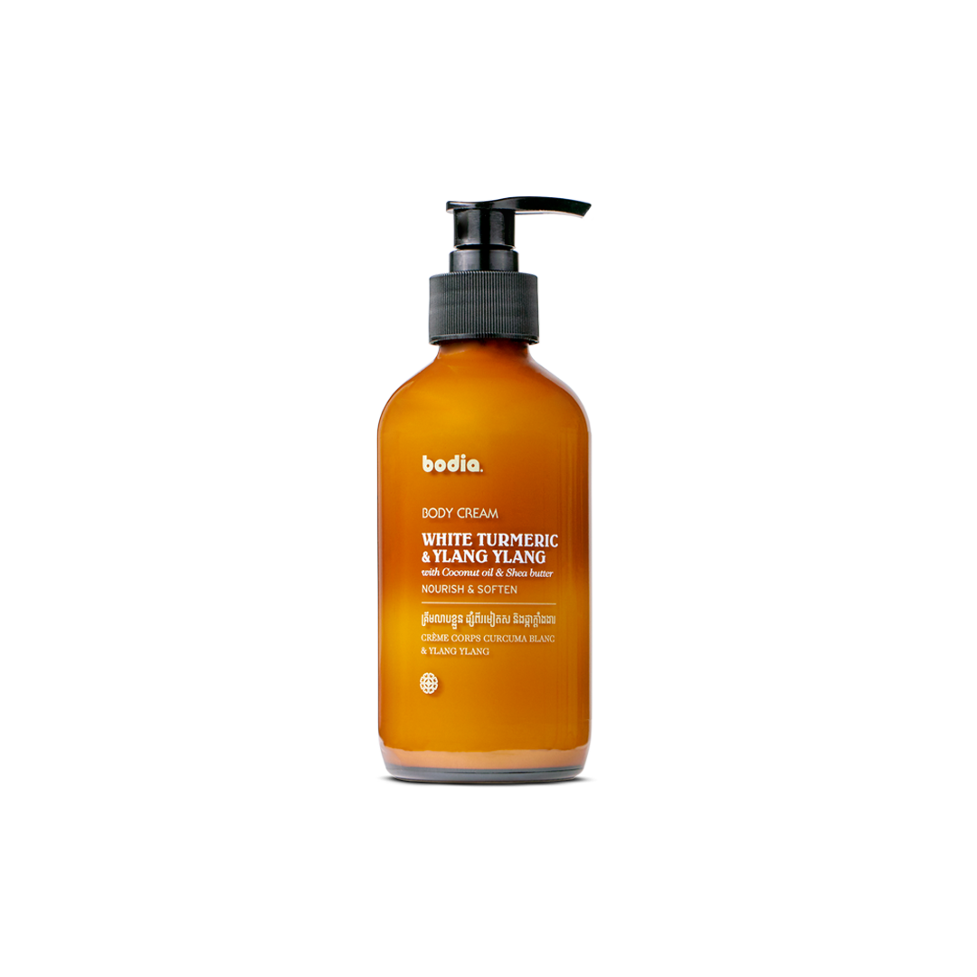 Body cream lotion white turmeric & ylang ylang nourish & soften the skin bodia spa