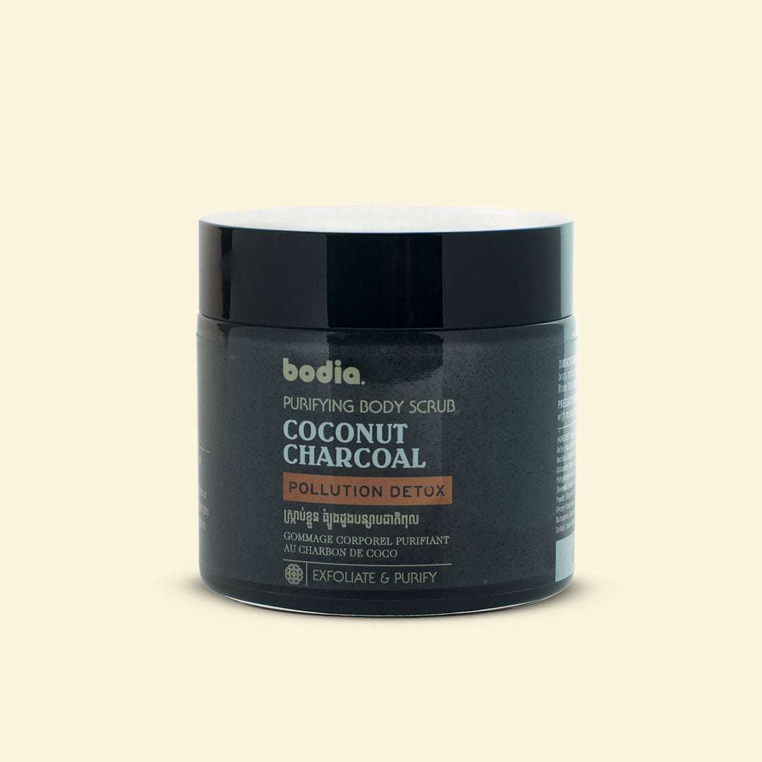 Packshot exfoliating body butter pollution detox carcoal coconut bodia apothecary