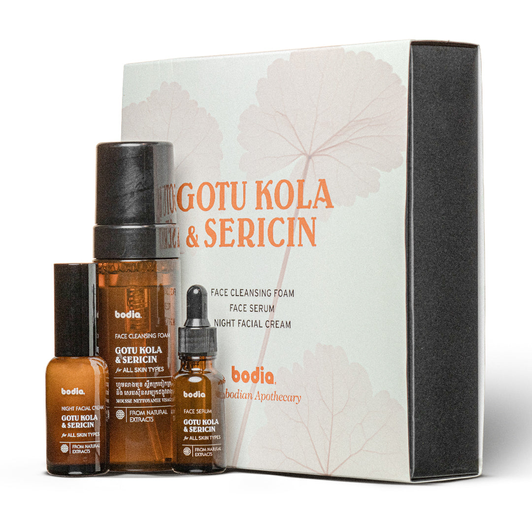 Box pack routine centella asiatica gotu kola & sericine de soie soin du visage apothicaire cambodge