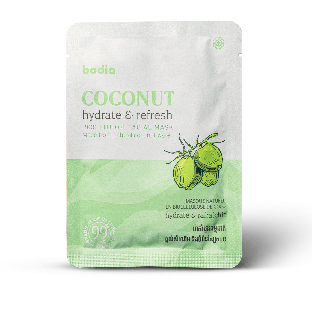 natural bio-cellulose coconut face mask moisturizing sheet Bodia apothecary