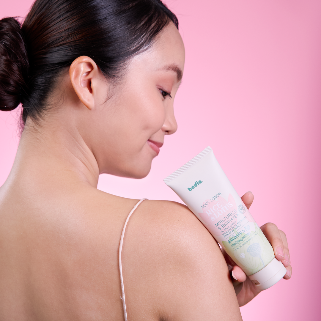Natural skincare Body Lotion Rice Lotus 120ml Bodia Aporthecary cambodian model
