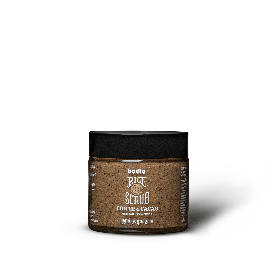 exfoliant riz jasmin doux body scrub café & caca soin naturel bodia apothicaire