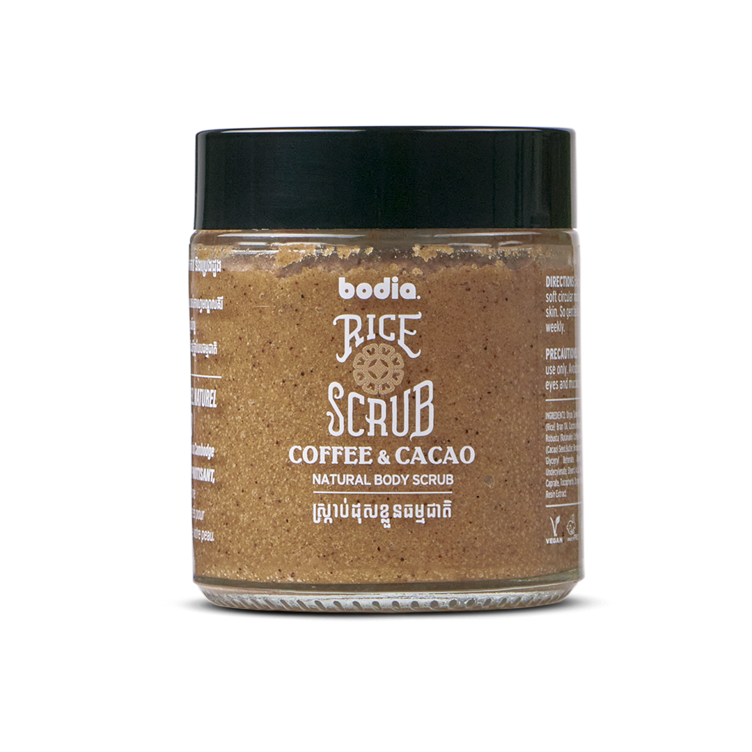 exfoliant riz jasmin doux body scrub café & cacao soin bodia apothicaire