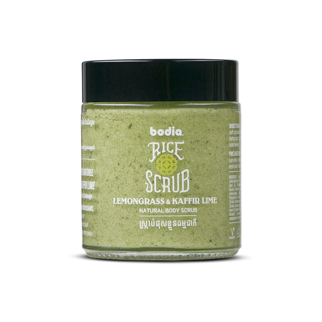 exfoliant riz jasmin doux body scrub citronnelle & citron kaffir soin bodia apothicaire