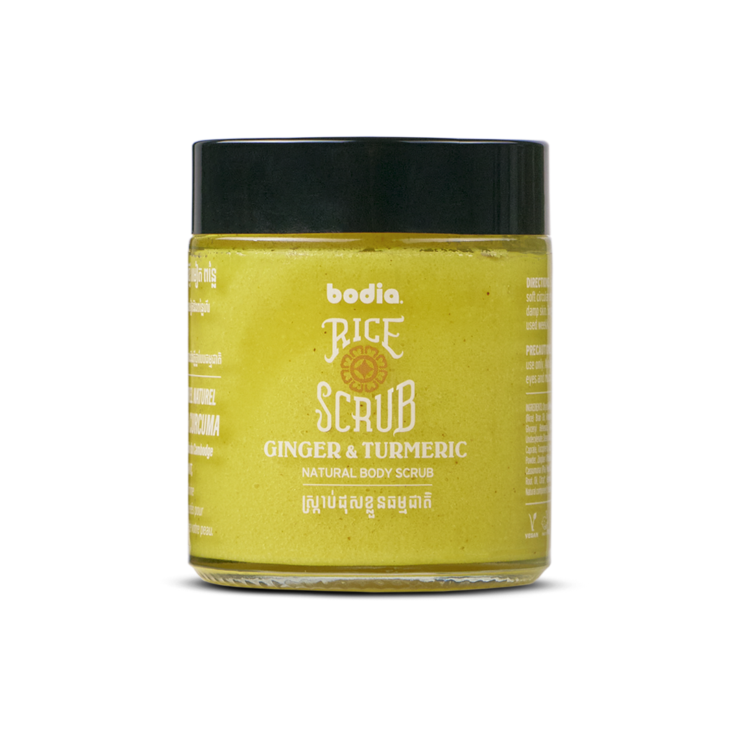 exfoliant riz jasmin doux body scrub gingembre & curcuma soin bodia apothicaire