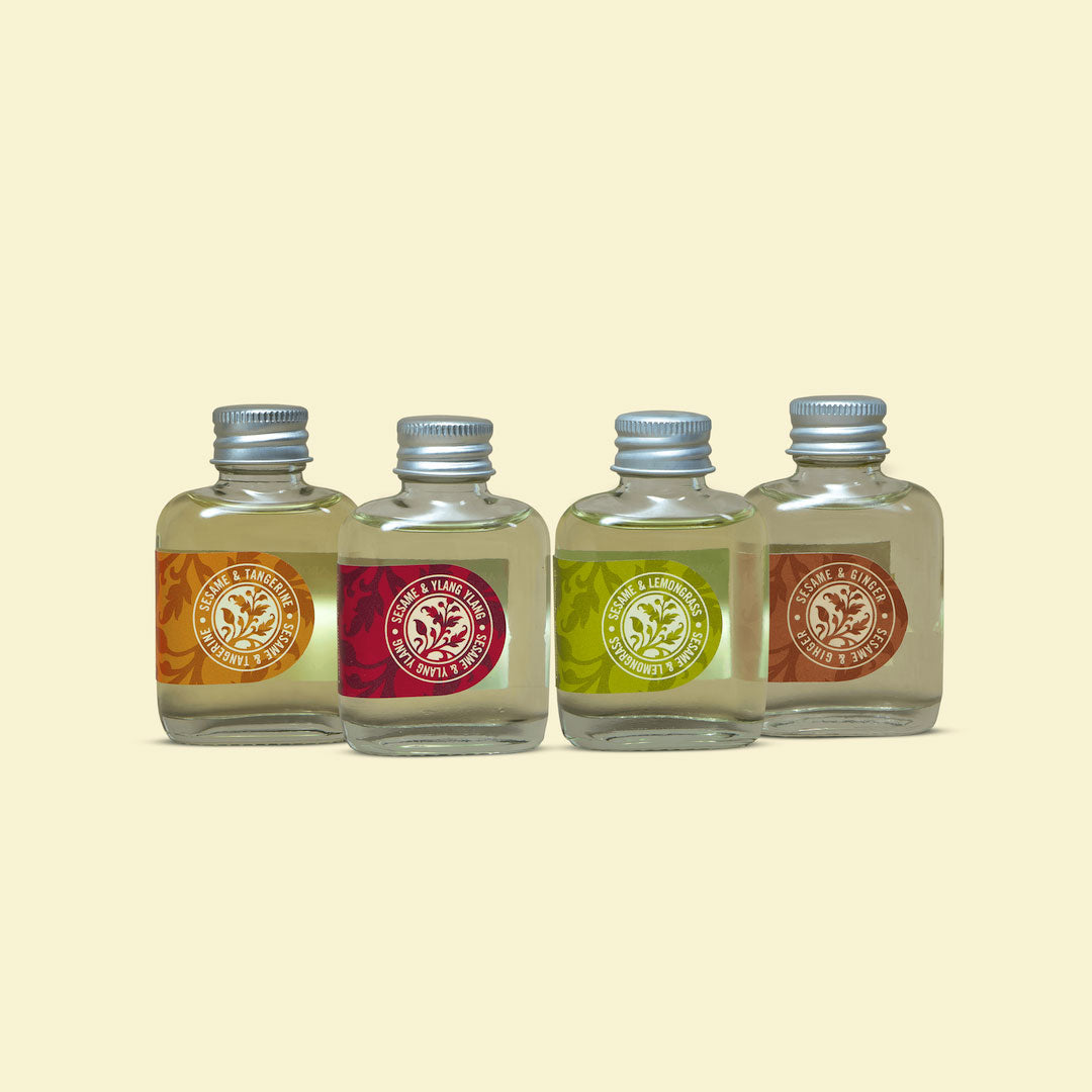 Aromatic massage sesame oil essential ylang ginger lemongrass tangerine bodia spa