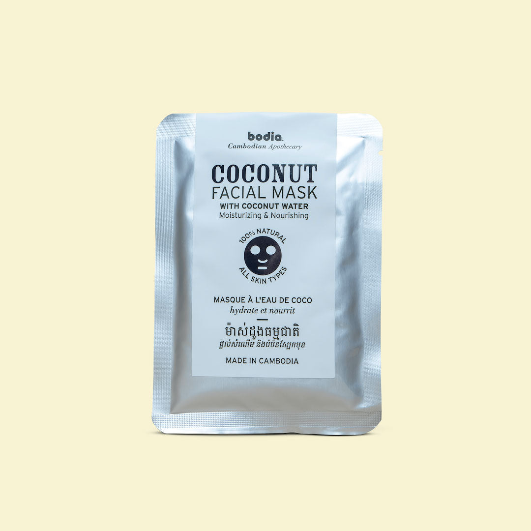 Natural bio cellulose facial mask sheet coconut water moisturize nourish hydrate bodia apothecary